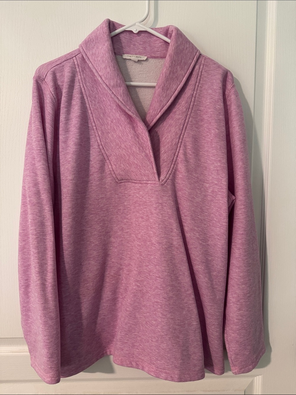 Talbots Heathered Shawl Collar Pullover - Mauve Pink
